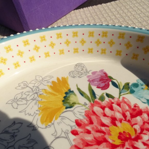 ❤️ New Pioneer Woman Blooming Bouquet 10-Inch Pie Pan NWT - Picture 5 of 8